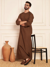 Men’s Brown Cotton Pleated Thobe